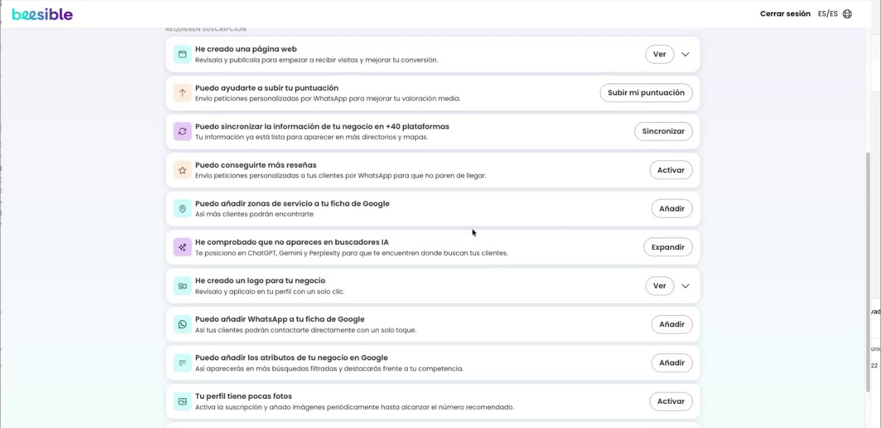 Acciones de Beelma que requieren suscripción